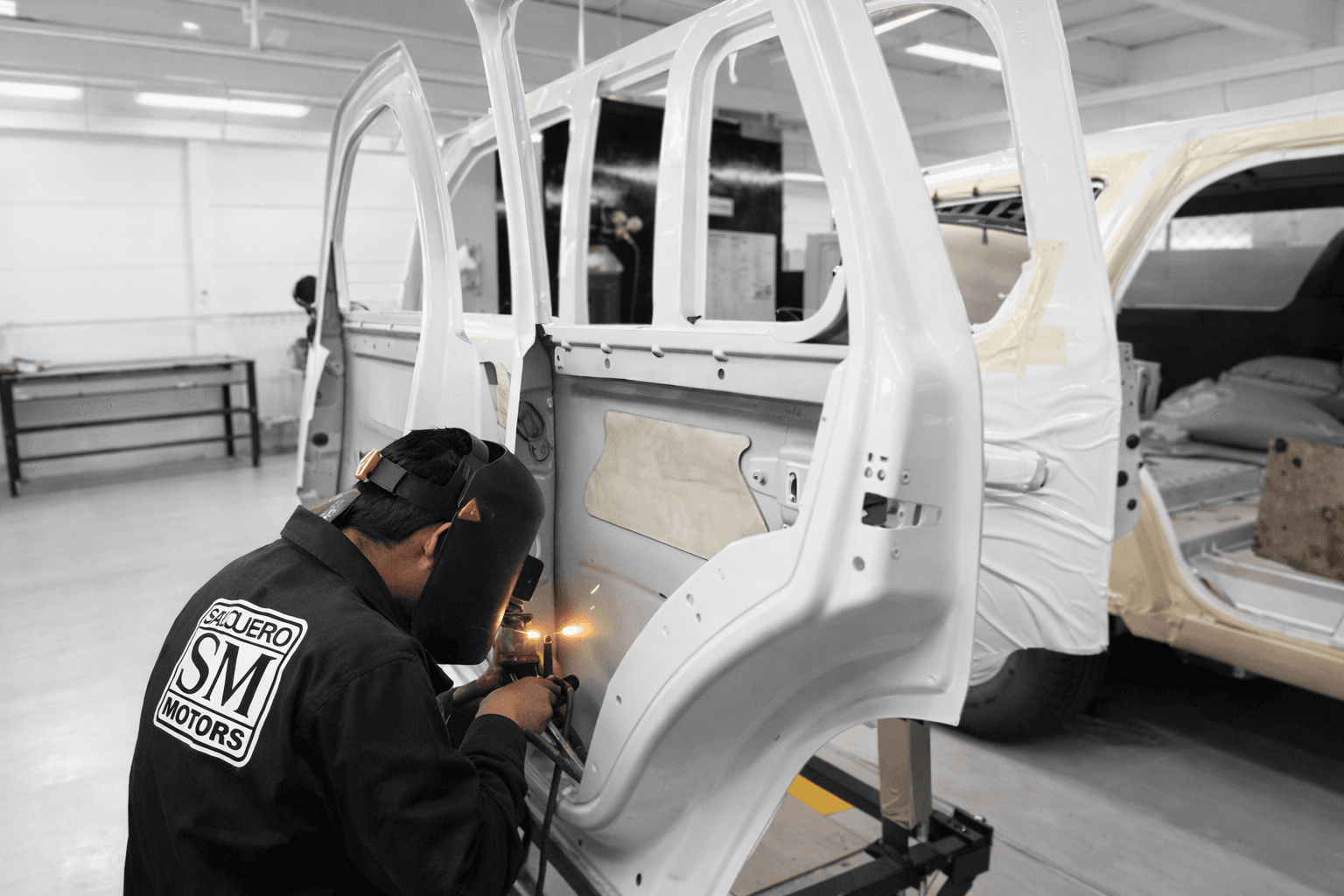 Precision engineering in armored vehicle workshop